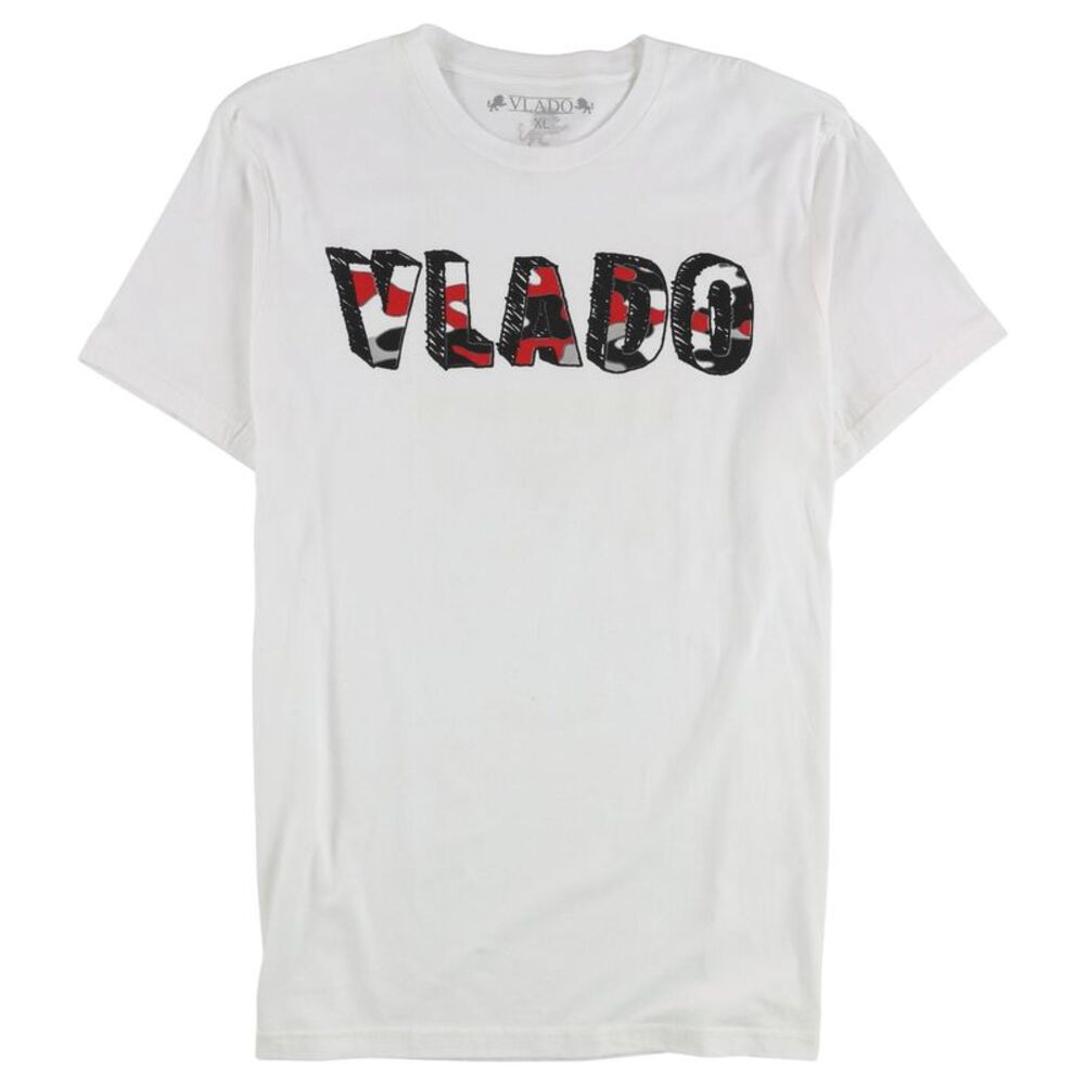 Vlado Mens 3D Logo Graphic T-Shirt, White, XL, DM